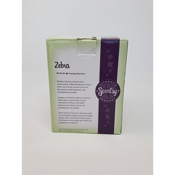 SCENTSY RETIRED ZEBRA MINI PLUG IN WARMER ORIGINAL BOX BLACK & WHITE SAFARI - Picture 16 of 16